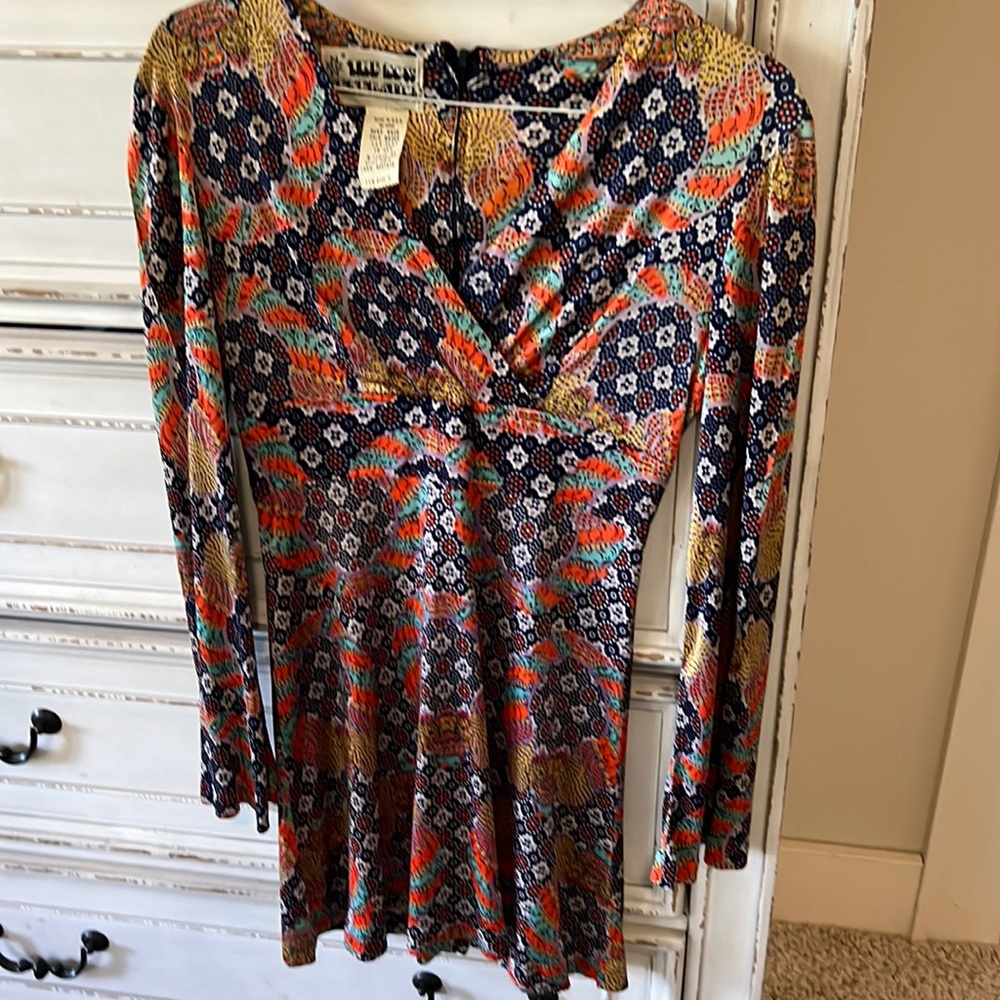Vintage 70’s bohemian style mini dress, size 5.